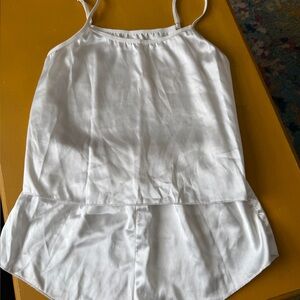 White Satin Pajama Set